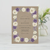 Invitation Couronne de mariage Taupe Violet (Debout devant)