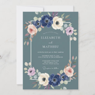 Invitation Couronne de mariage Teal Blossom