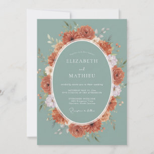 Invitation Couronne de mariage Teal Rouille Côtière