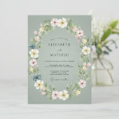 Invitation Couronne de mariage Teinte de Celadon (Debout devant)