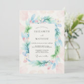 Invitation Couronne de mariage Teinte de ciel (Debout devant)