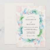 Invitation Couronne de mariage Teinte de ciel (Devant / Derrière)