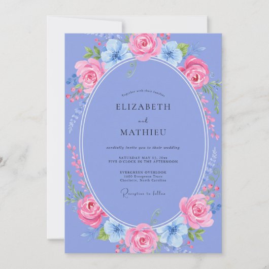 Invitation Couronne de mariage Teinte de Pervenche (Devant)