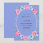 Invitation Couronne de mariage Teinte de Pervenche (Devant / Derrière)