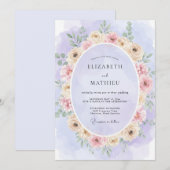 Invitation Couronne de mariage teintée de lilas (Devant / Derrière)