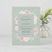 Invitation Couronne de mariage teintée de sauge (Debout devant)