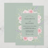 Invitation Couronne de mariage teintée de sauge (Devant / Derrière)