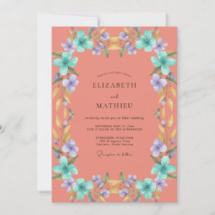 Invitation Couronne de mariage Terracotta Dusty Lilac