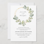 Invitation Couronne de mariage tout-en-un vert et or Eucalypt (Devant)