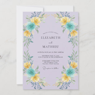 Invitation Couronne de mariage turquoise lilas jaune