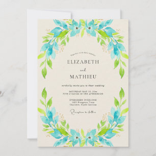 Invitation Couronne de mariage turquoise lime