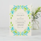 Invitation Couronne de mariage turquoise lime (Debout devant)