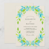 Invitation Couronne de mariage turquoise lime (Devant / Derrière)