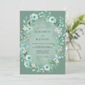 Invitation Couronne de mariage turquoise menthe (Debout devant)