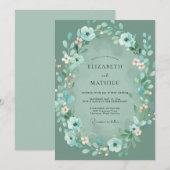 Invitation Couronne de mariage turquoise menthe (Devant / Derrière)