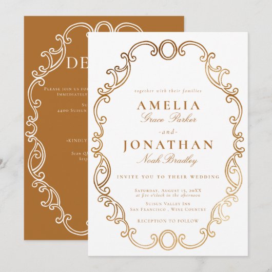 Invitation Couronne de mariage victorienne (Devant / Derrière)