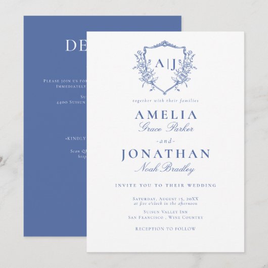 Invitation Couronne de mariage victorienne (Devant / Derrière)