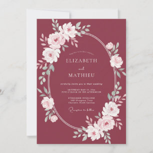 Invitation Couronne de mariage vin profond
