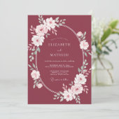 Invitation Couronne de mariage vin profond (Debout devant)