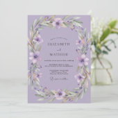 Invitation Couronne de mariage violet améthyste (Debout devant)