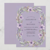 Invitation Couronne de mariage violet améthyste (Devant / Derrière)