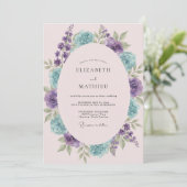Invitation Couronne de mariage Violet Aqua (Debout devant)