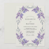 Invitation Couronne de mariage Violet Argent (Devant / Derrière)