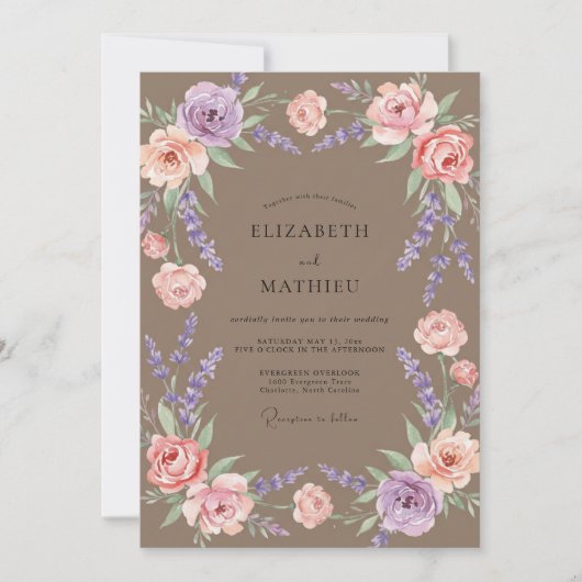 Invitation Couronne de mariage violet mauve (Devant)