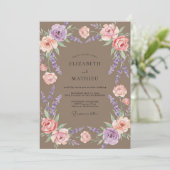 Invitation Couronne de mariage violet mauve (Debout devant)