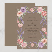 Invitation Couronne de mariage violet mauve (Devant / Derrière)