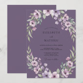 Invitation Couronne de mariage violet muet (Devant / Derrière)