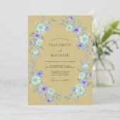 Invitation Couronne de mariage Violet Or (Debout devant)