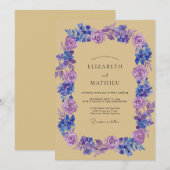 Invitation Couronne de mariage Violet Pervenche (Devant / Derrière)
