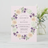 Invitation Couronne de mariage Violet Rosé (Debout devant)