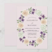 Invitation Couronne de mariage Violet Rosé (Devant / Derrière)