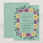 Invitation Couronne de mariage Violet Soft Gold (Devant / Derrière)