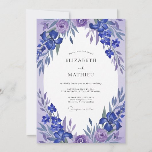 Invitation Couronne de mariage Violette Lavande (Devant)
