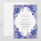 Invitation Couronne de mariage Violette Lavande (Devant / Derrière)