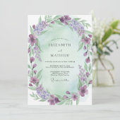 Invitation Couronne de mariage Violette Menthe (Debout devant)
