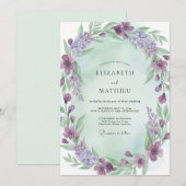 Invitation Couronne de mariage Violette Menthe (Devant / Derrière)