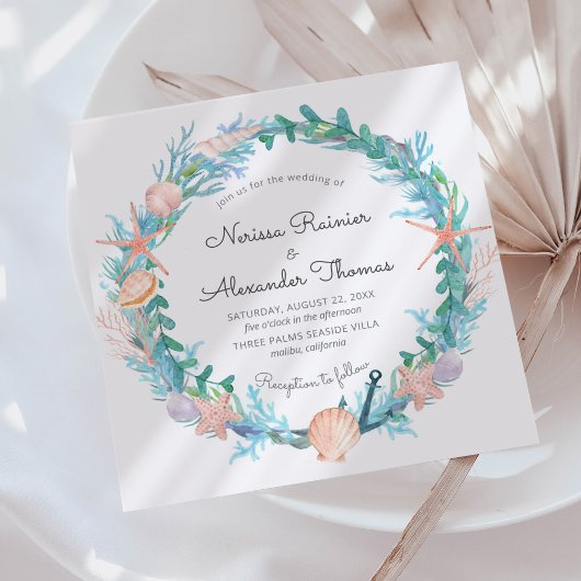 Invitation Couronne de mer tropicale | Mariage Watercolor Bea