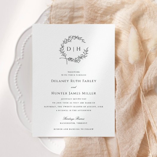 Invitation Couronne de monogramme classique de mariage