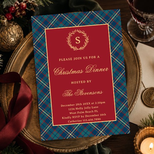 Invitation Couronne de monogramme classique pour la fête de N