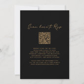 Invitation Couronne de monogramme Code QR Or sur fond noir Ma (Dos)