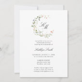 Invitation Couronne de monogramme de fleurs sauvages pour le  (Devant)