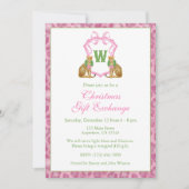 Invitation Couronne de monogramme léopard rose aquarelle pour (Devant)