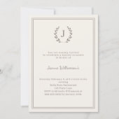 Invitation Couronne de monogramme taupe ivoire, étape importa (Devant)