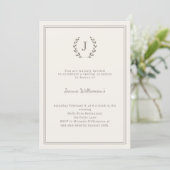 Invitation Couronne de monogramme taupe ivoire, étape importa (Debout devant)