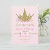 Invitation Couronne de naissance Princesse Cygne rose et or p (Debout devant)