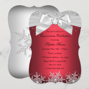 Invitation Couronne de neige en bijou d'argent rouge pour Qui